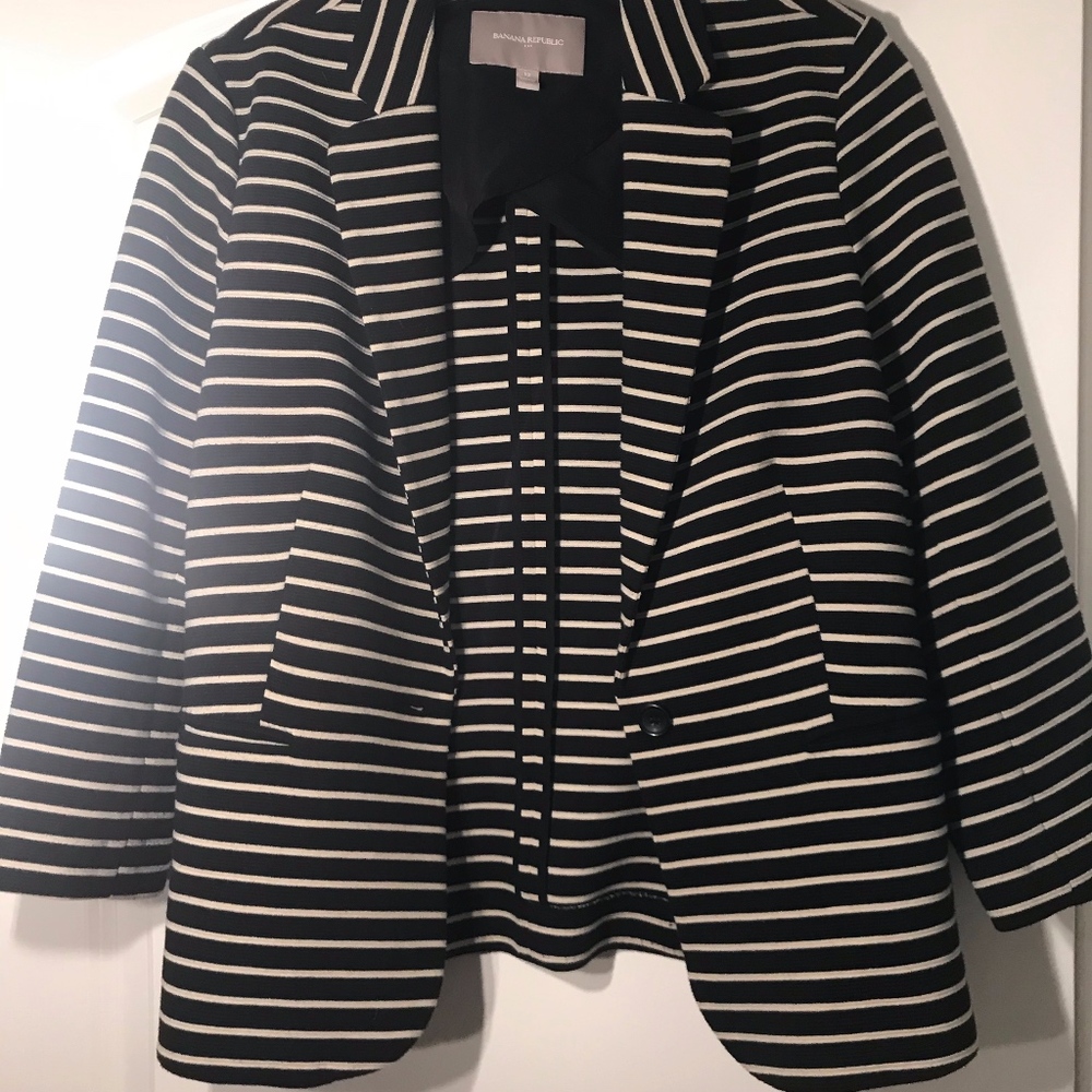 Banana Republic Striped Blue Blazer